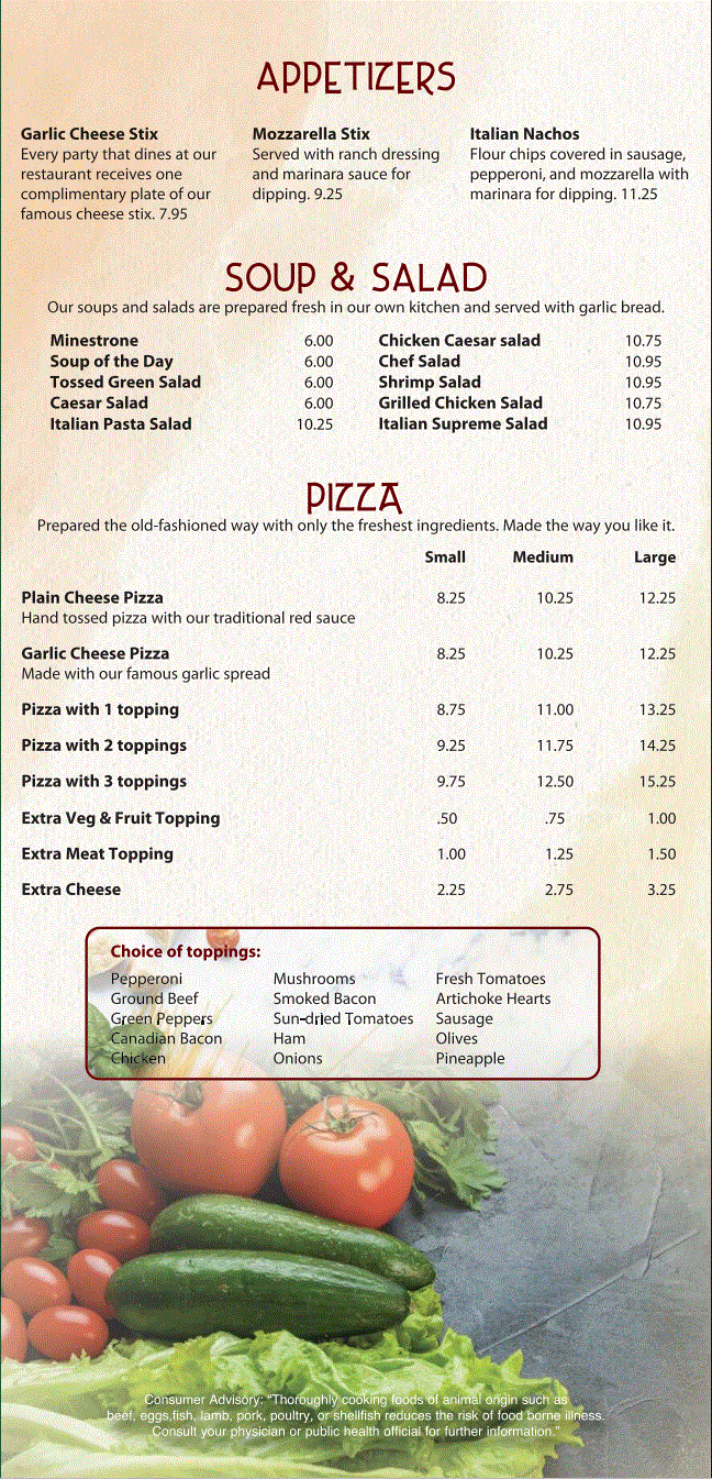 Francesco's Menu